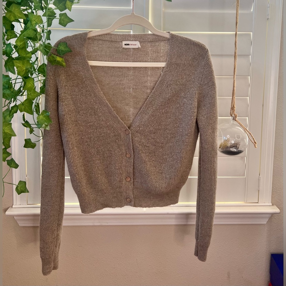 Fashion Nova Vintage Cropped Cardigan Brown XS